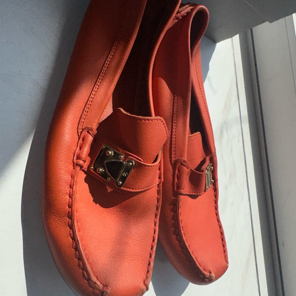 Louis Vuitton Orange Leather Loafers - Size 7 - Picture 5 of 16